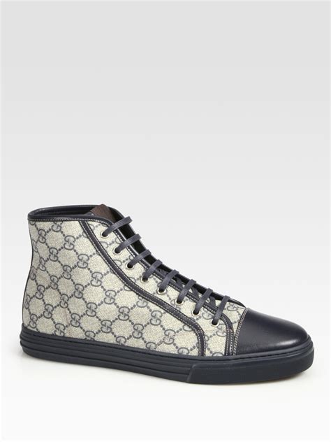 gucci mens hi top lace up sneakers|gucci canvas high top sneakers.